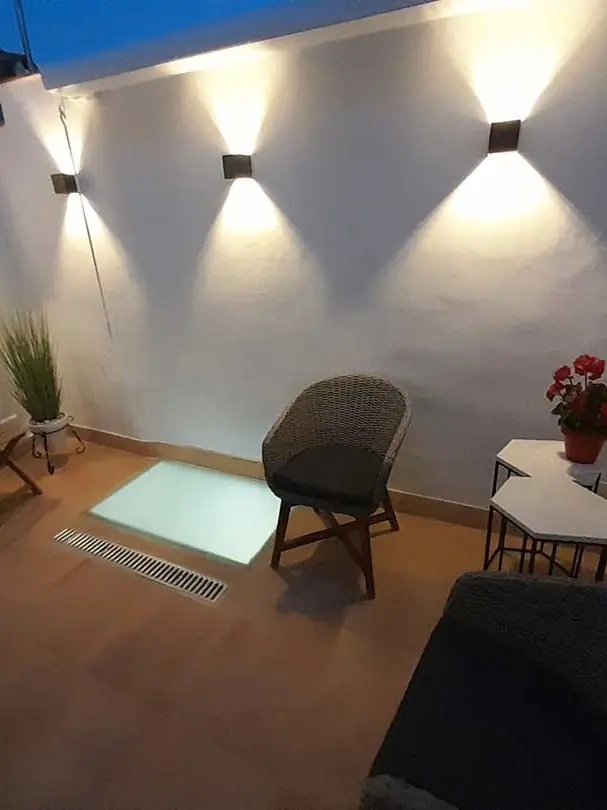 Courtyard reform with lighting and glass floor — after