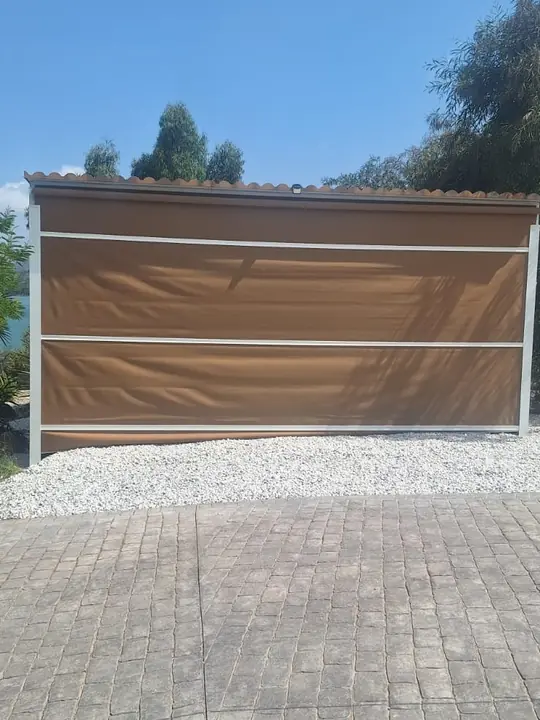Pergola and printed-concrete driveway on a country property near Viñuela — after